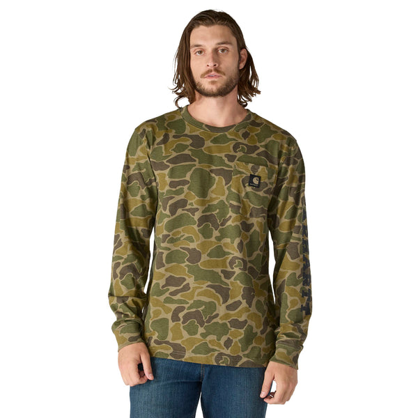 Carhartt 107043 Men's Relaxed Fit HW LS Pocket Camo Logo Graphic T-Shirt