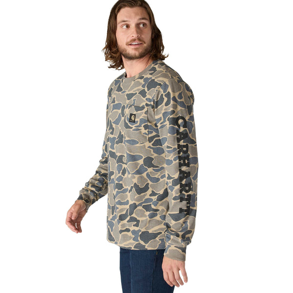 Carhartt 107043 Men's Relaxed Fit HW LS Pocket Camo Logo Graphic T-Shirt