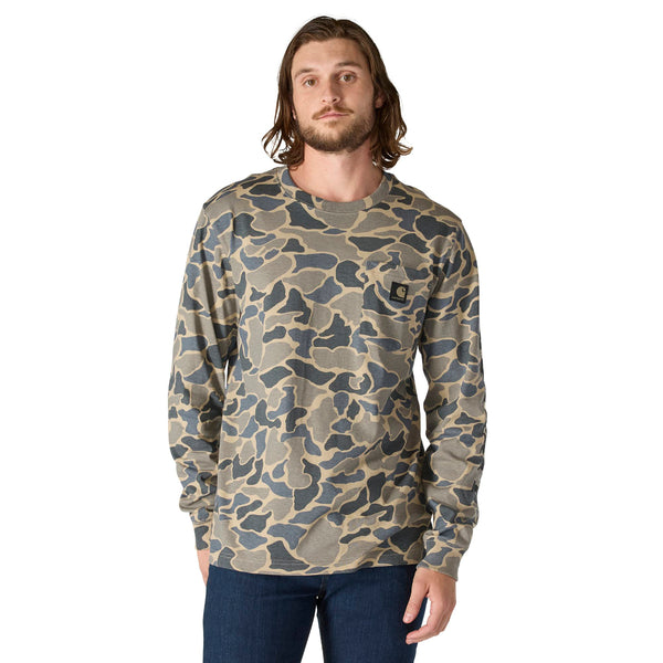 Carhartt 107043 Men's Relaxed Fit HW LS Pocket Camo Logo Graphic T-Shirt