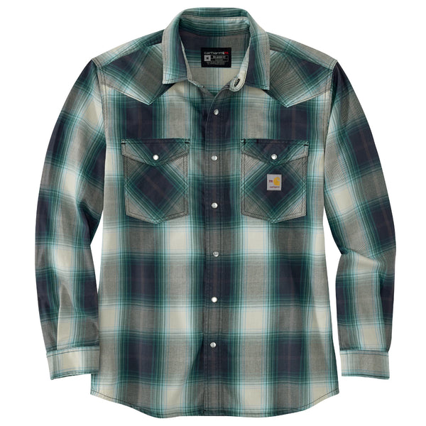 Carhartt 107070 Men's FR Montana Relaxed Fit Midweight Twill Snap Front Plaid Shirt