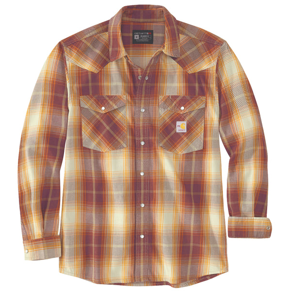 Carhartt 107070 Men's FR Montana Relaxed Fit Midweight Twill Snap Front Plaid Shirt