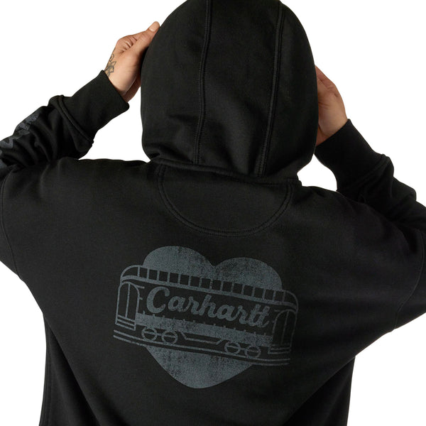 Carhartt 107146 Women's Oversized-Fit Midweight Hooded Heart Graphic Sweatshirt