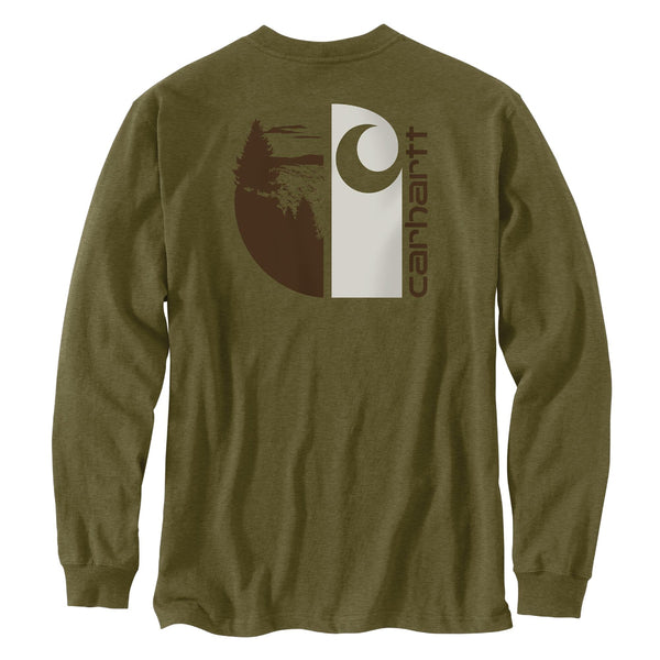 Carhartt 107176 Men's Loose Fit HW LS Pocket Outdoor Graphic T-Shirt