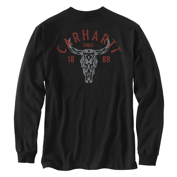 Carhartt 107259 Men's Loose Fit HW LS Pocket Longhorn Graphic T-Shirt