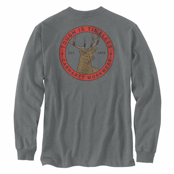 Carhartt 107819 Men's Irvine Relaxed Deer Badge LS T-Shirt