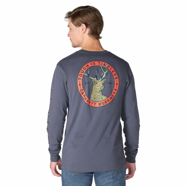 Carhartt 107819 Men's Irvine Relaxed Deer Badge LS T-Shirt