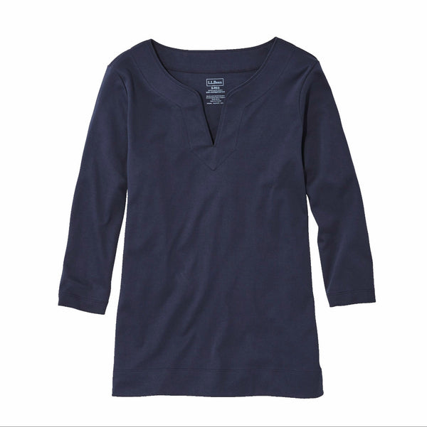 L.L.Bean 300325 Women's Pima Splitneck Three Quarter Sleeve Tunic