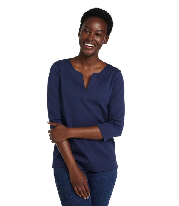 L.L.Bean 300325 Women's Pima Splitneck Three Quarter Sleeve Tunic