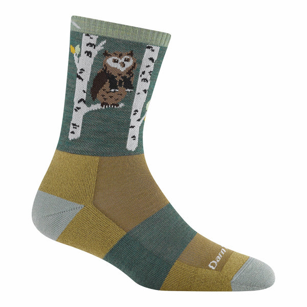 Darn Tough Vermont 5001 Women's Critter Club Micro Crew Lightweight Cushion - Owl Green