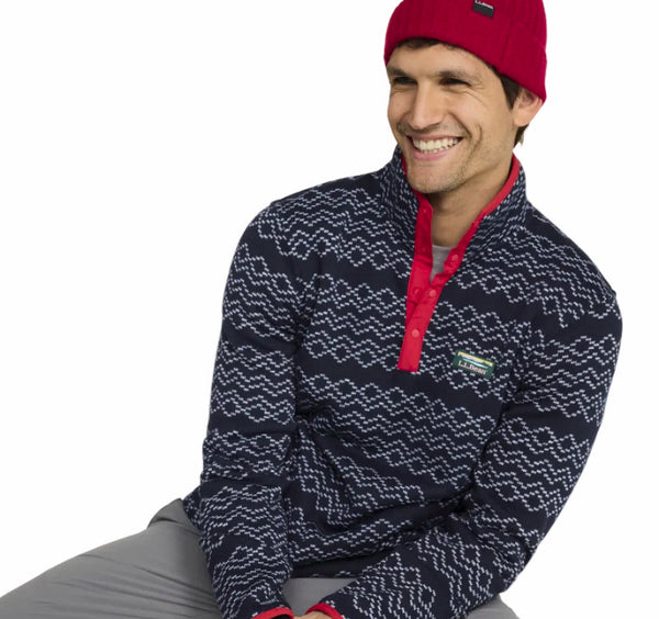 L.L.Bean 500682 Men's Sweater Fleece Printed Pullover
