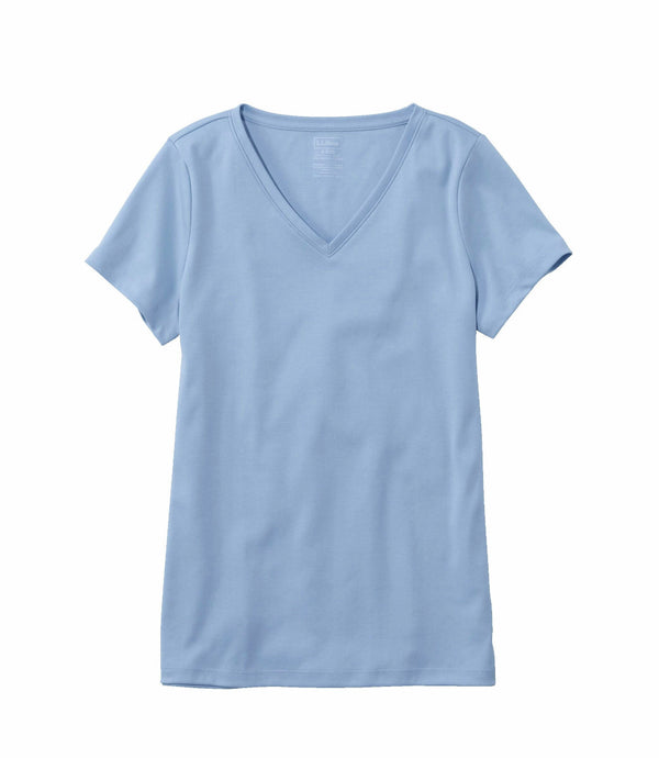 L.L.Bean 501229 Women's Pima Shaped V-Neck Short Sleeve Tee