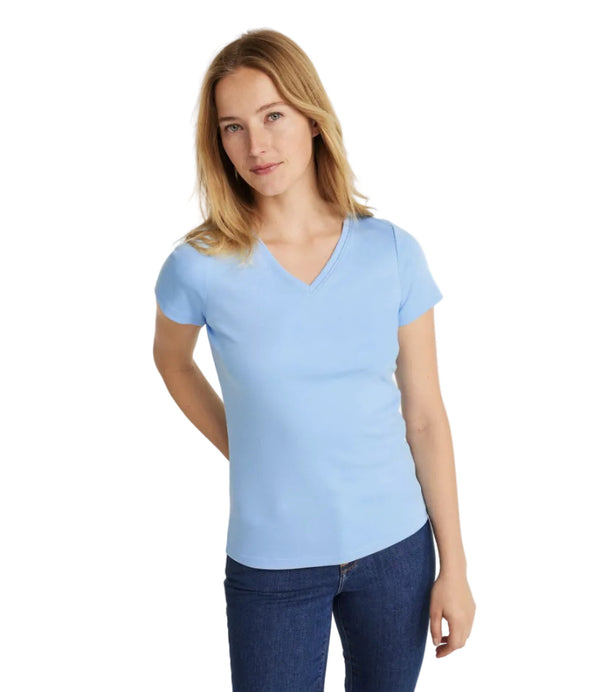 L.L.Bean 501229 Women's Pima Shaped V-Neck Short Sleeve Tee