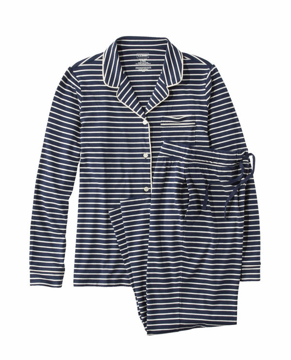 L.L.Bean 513720 Women's Button Front Stripe Pajama Set