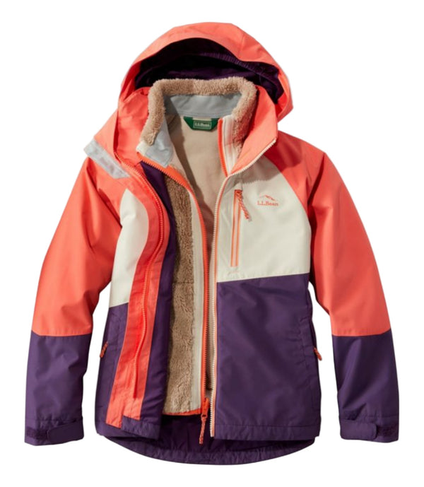 L.L.Bean 517555 Kids' Fleece Lined Color Block 3-in-1 Jacket