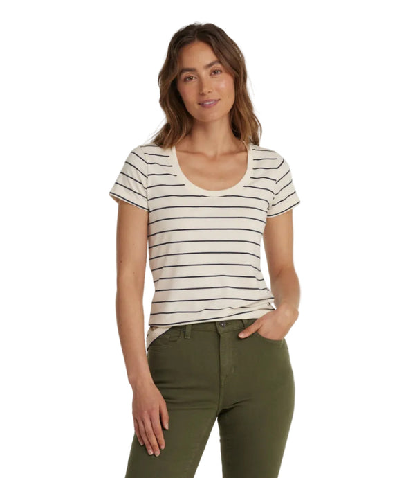 L.L.Bean 520980 Women's Supima Scoopneck Short Sleeve Stripe Tee
