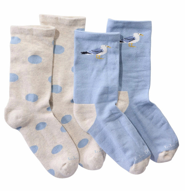 L.L.Bean 526266 Unisex Wicked Soft Cotton Sock-Novelty 2 Pack