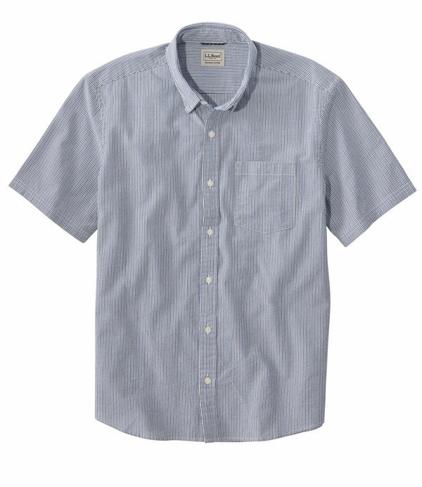 L.L.Bean 527306 Men's Seersucker Print Stripe Short Sleeve Shirt