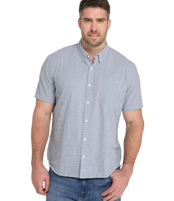 L.L.Bean 527306 Men's Seersucker Print Stripe Short Sleeve Shirt