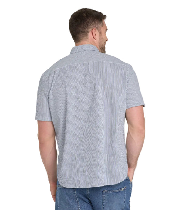 L.L.Bean 527306 Men's Seersucker Print Stripe Short Sleeve Shirt