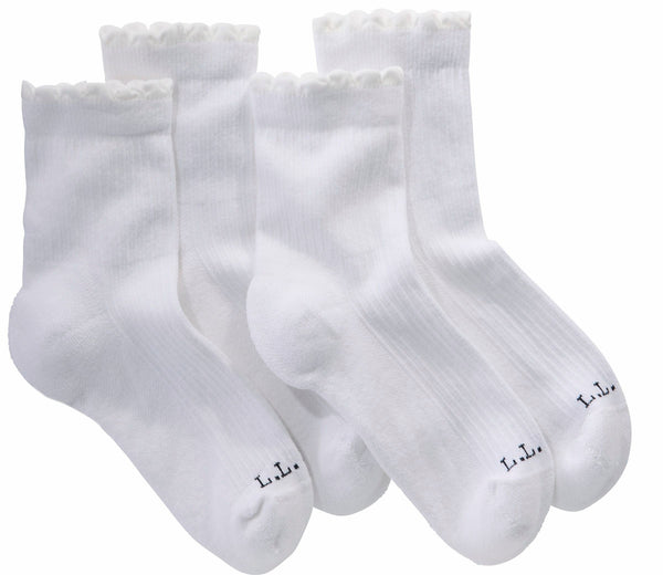 L.L.Bean 527513 Women's Scalloped Edge Micro Crew Sock 2 Pack