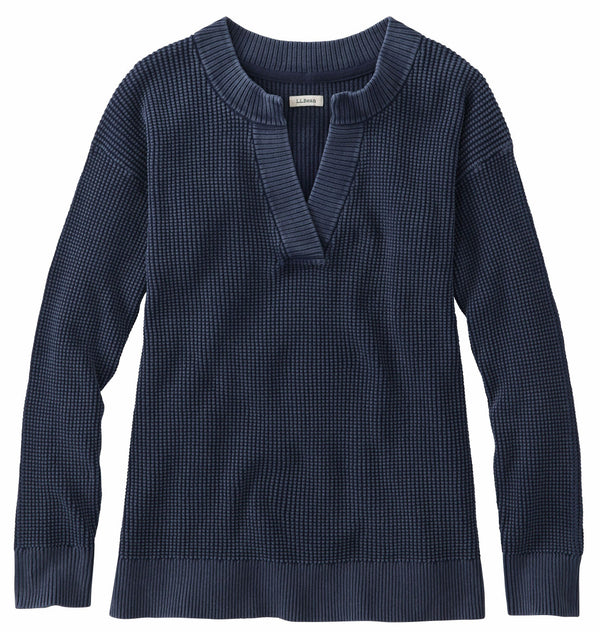 L.L.Bean 527635 Women's Sunwashed Waffle Splitneck Sweater