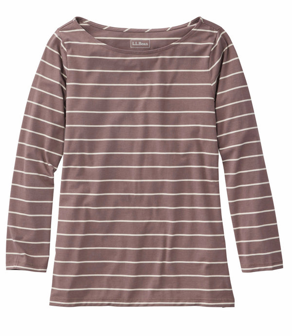 L.L.Bean 528044 Women's Boatneck Bracelet Sleeve Stripe Tee