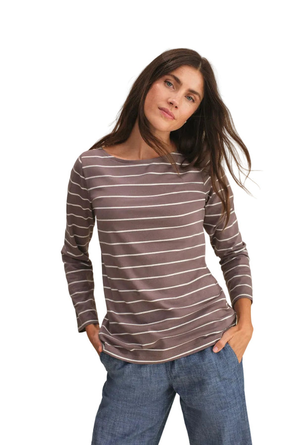 L.L.Bean 528044 Women's Boatneck Bracelet Sleeve Stripe Tee