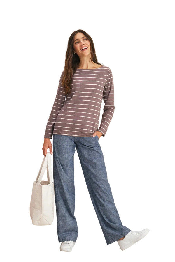 L.L.Bean 528044 Women's Boatneck Bracelet Sleeve Stripe Tee