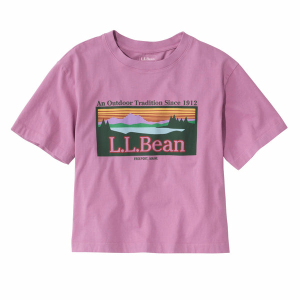 L.L.Bean 528048 Women's Sunday Cropped Boxy Logo Tee