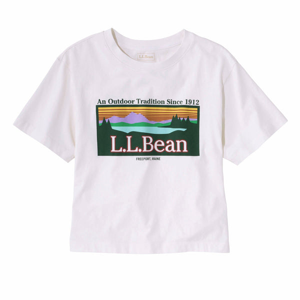L.L.Bean 528048 Women's Sunday Cropped Boxy Logo Tee