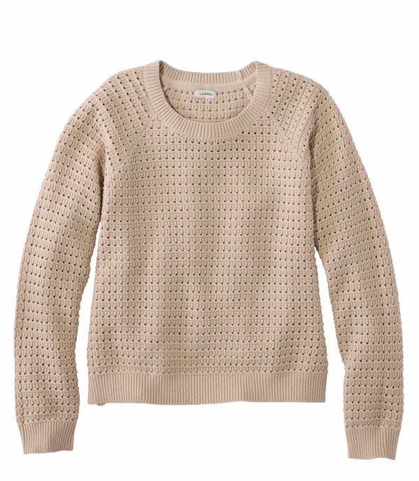 L.L.Bean 528368 Women's Sunwashed Open Work Crewneck Sweater