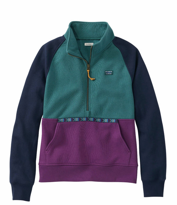 L.L.Bean 529059 Women's Mountain Classic Color Block Half Zip Sweatshirt