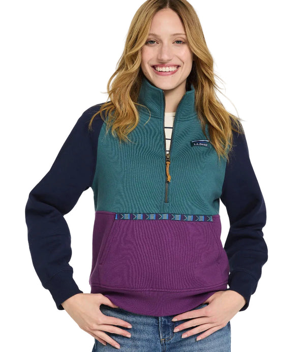 L.L.Bean 529059 Women's Mountain Classic Color Block Half Zip Sweatshirt