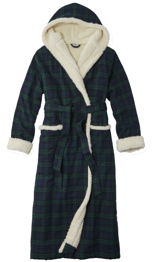 L.L.Bean 508108 Women's Scotch Plaid Flannel Sherpa Lined Robe