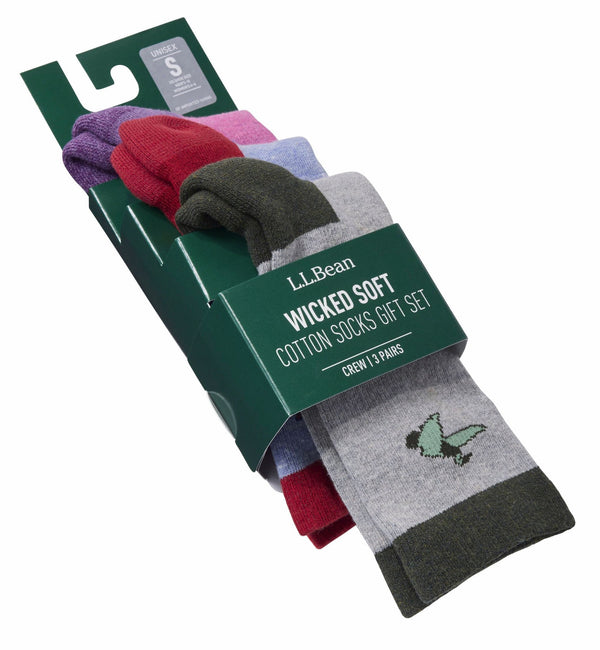 L.L.Bean 526893 Unisex Wicked Soft Cotton Sock-Animal Gift Set 3 Pack