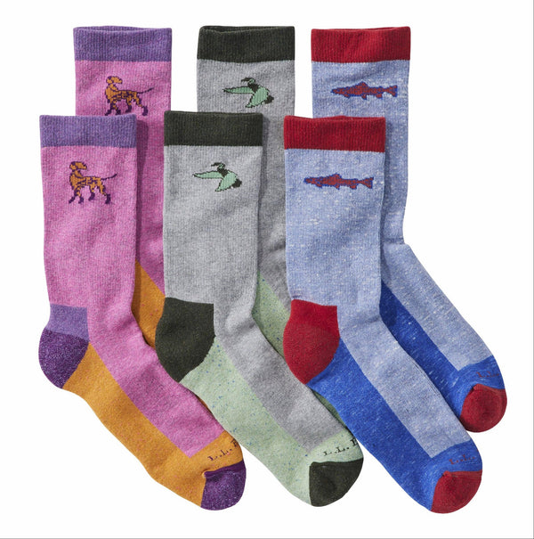 L.L.Bean 526893 Unisex Wicked Soft Cotton Sock-Animal Gift Set 3 Pack