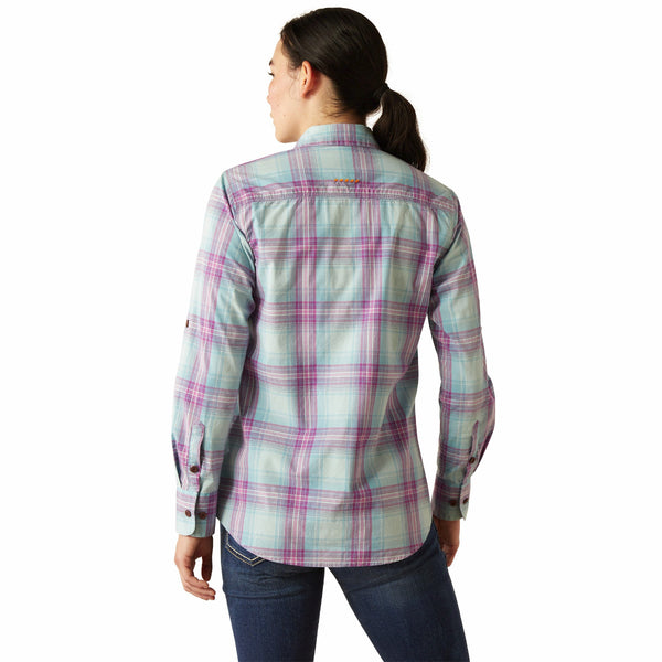 Ariat 10055079 Women's Rebar Made Tough Durastretch Long Sleeve Work Shirt - Aquatic