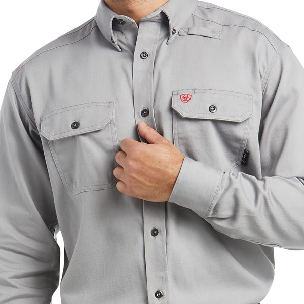 Ariat 10012253 Men's FR Solid Work Shirt - Silver Fox