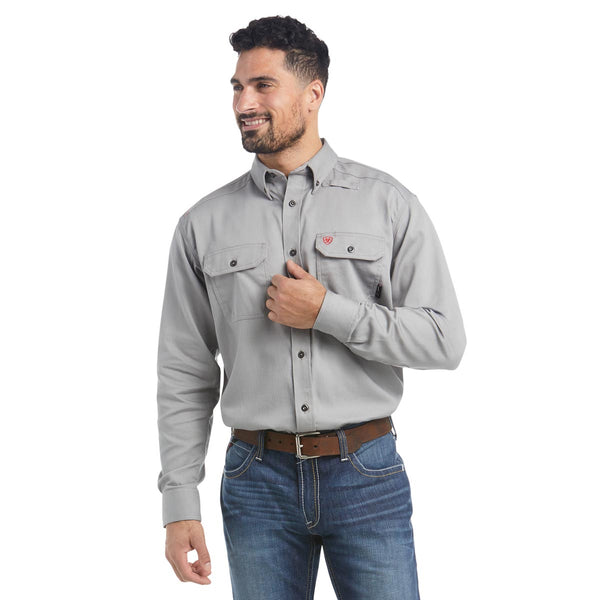 Ariat 10012253 Men's FR Solid Work Shirt - Silver Fox