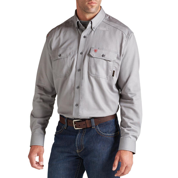 Ariat 10012253 Men's FR Solid Work Shirt - Silver Fox