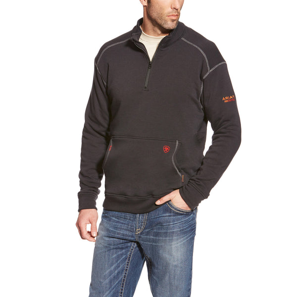 Ariat 10015949 Men's FR Polartec Fleece Quarter Zip Top - Black