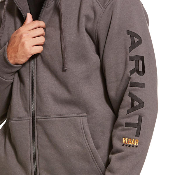 Ariat 10027800 Men's Rebar All-Weather Full Zip Hoodie - Rebar Grey