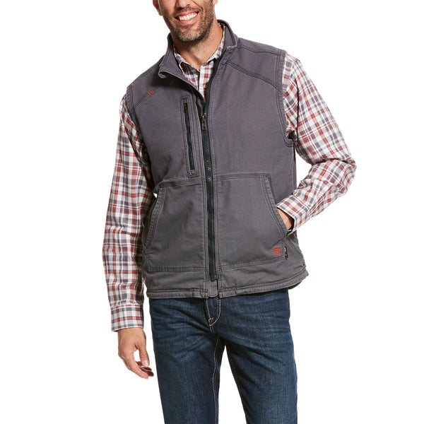 Ariat 10027868 Men's FR Duralight Stretch Canvas Insulated Vest - Iron Gray