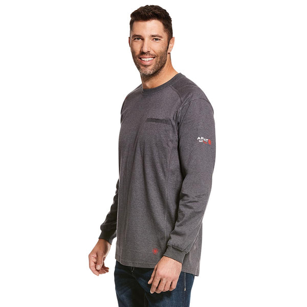 Ariat 10027888 Men's FR Air Crew LS T-Shirt Charcoal Heather