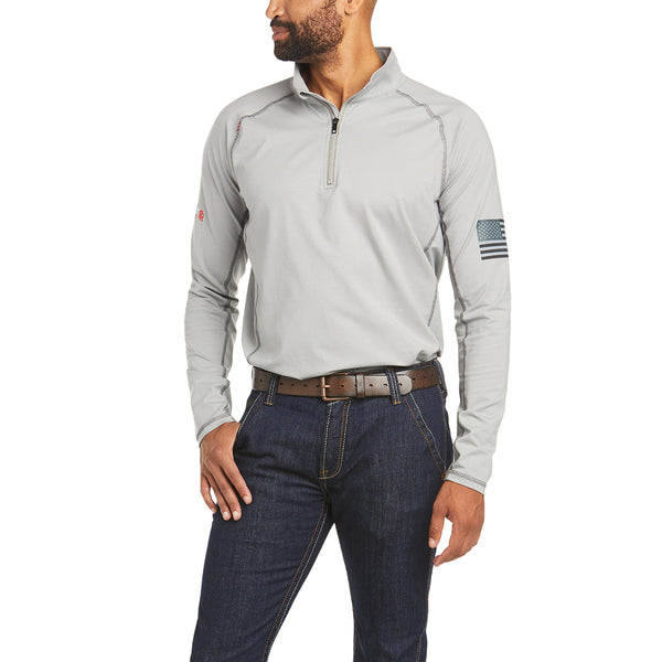 Ariat 10035420 Men's FR Combat Stretch Patriot Quarter Zip LS Work Shirt