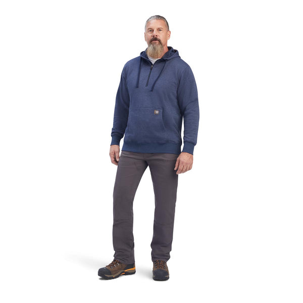 Ariat 10041412 Men's Rebar Workman Quarter Zip Hoodie-Navy Heather