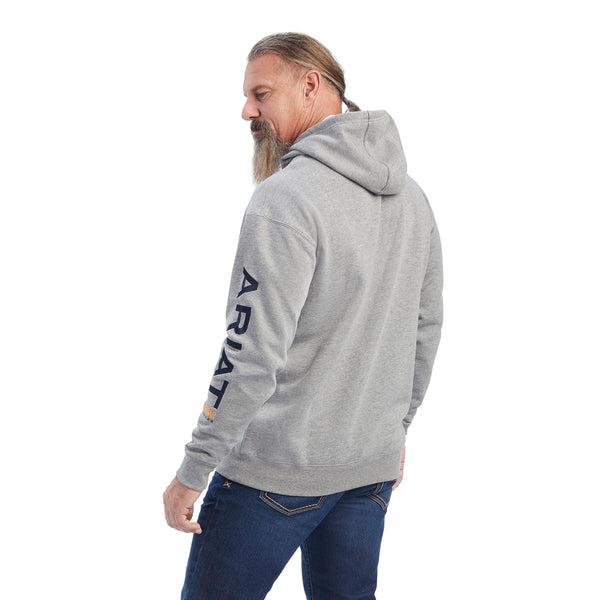 Ariat 10041627 Men's Rebar Graphic Hoodie - Heather Grey/Deep Ultramarine