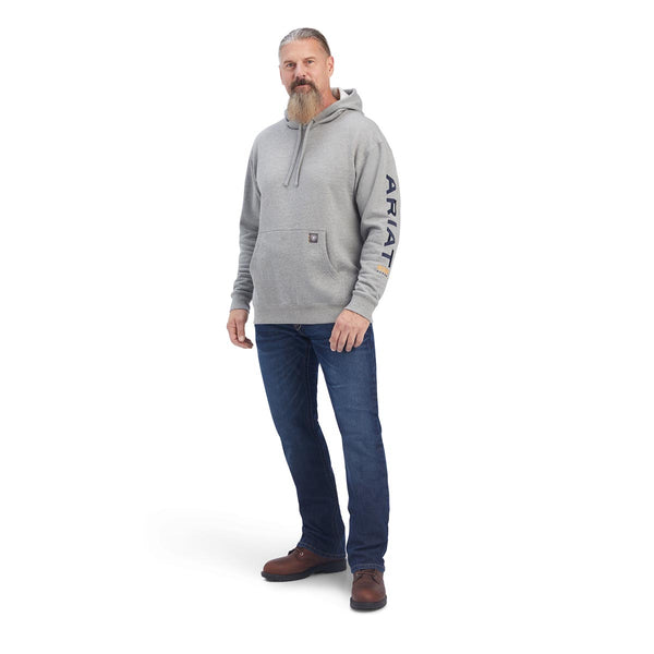 Ariat 10041627 Men's Rebar Graphic Hoodie - Heather Grey/Deep Ultramarine