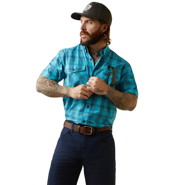 Ariat 10043491 Men's Rebar Made Tough DuraStretch Work Shirt-Blue