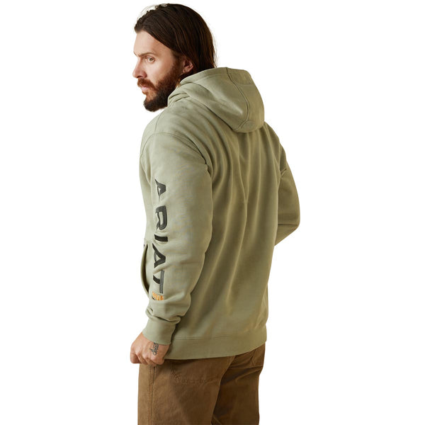 Ariat 10043588 Men's Rebar Graphic Hoodie-Sage/Beetle